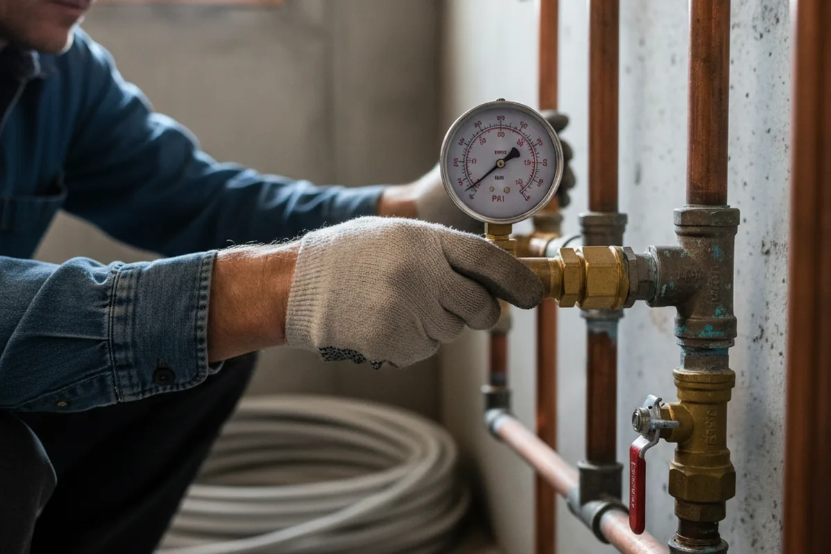 Pressure testing a repaired line during Water Line Repair in Hamburg